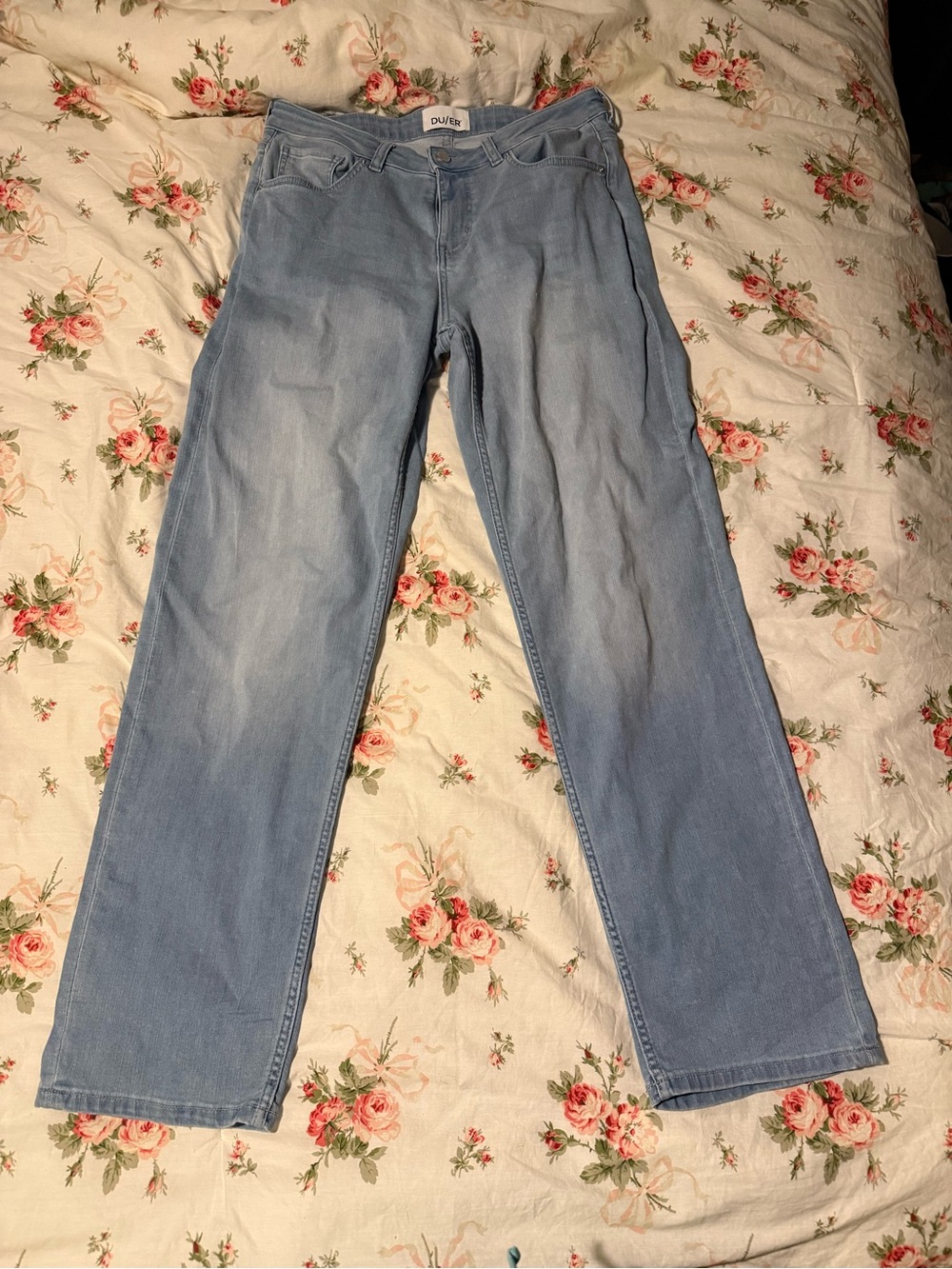 DU/ER Light Blue Women's Straight Jeans